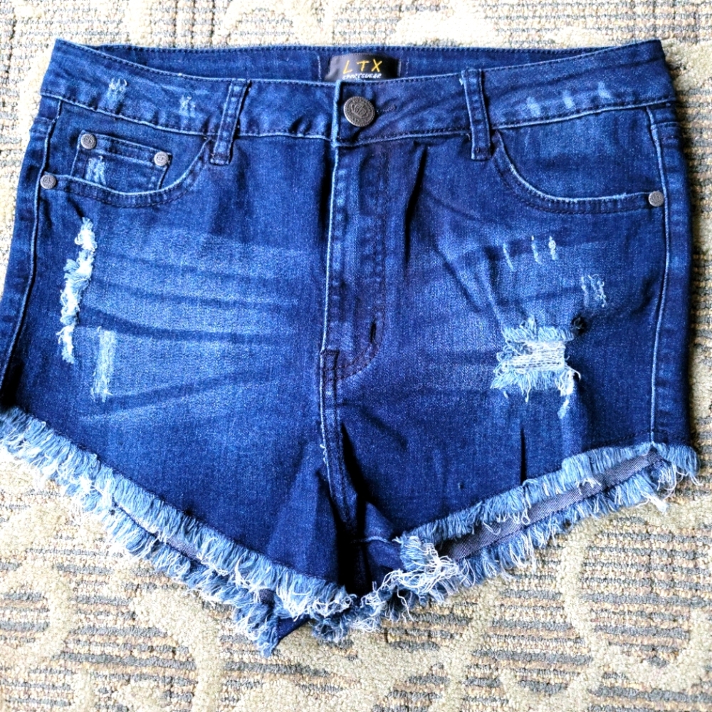 LTX Distressed Denim Shorts